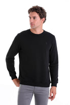 Regular Fit Cotton Blend Black Crewneck Sweatshirt - MIB