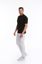 Regular Fit Cotton Blend Black Jacquard Polo T-Shirt - MIB