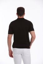 Regular Fit Cotton Blend Black Jacquard Polo T-Shirt - MIB