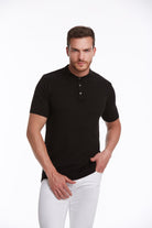 Regular Fit Cotton Blend Black Jacquard Polo T-Shirt - MIB