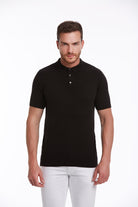 Regular Fit Cotton Blend Black Jacquard Polo T-Shirt - MIB