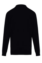 Regular Fit Cotton Blend Black Polo Sweater - SAYKI