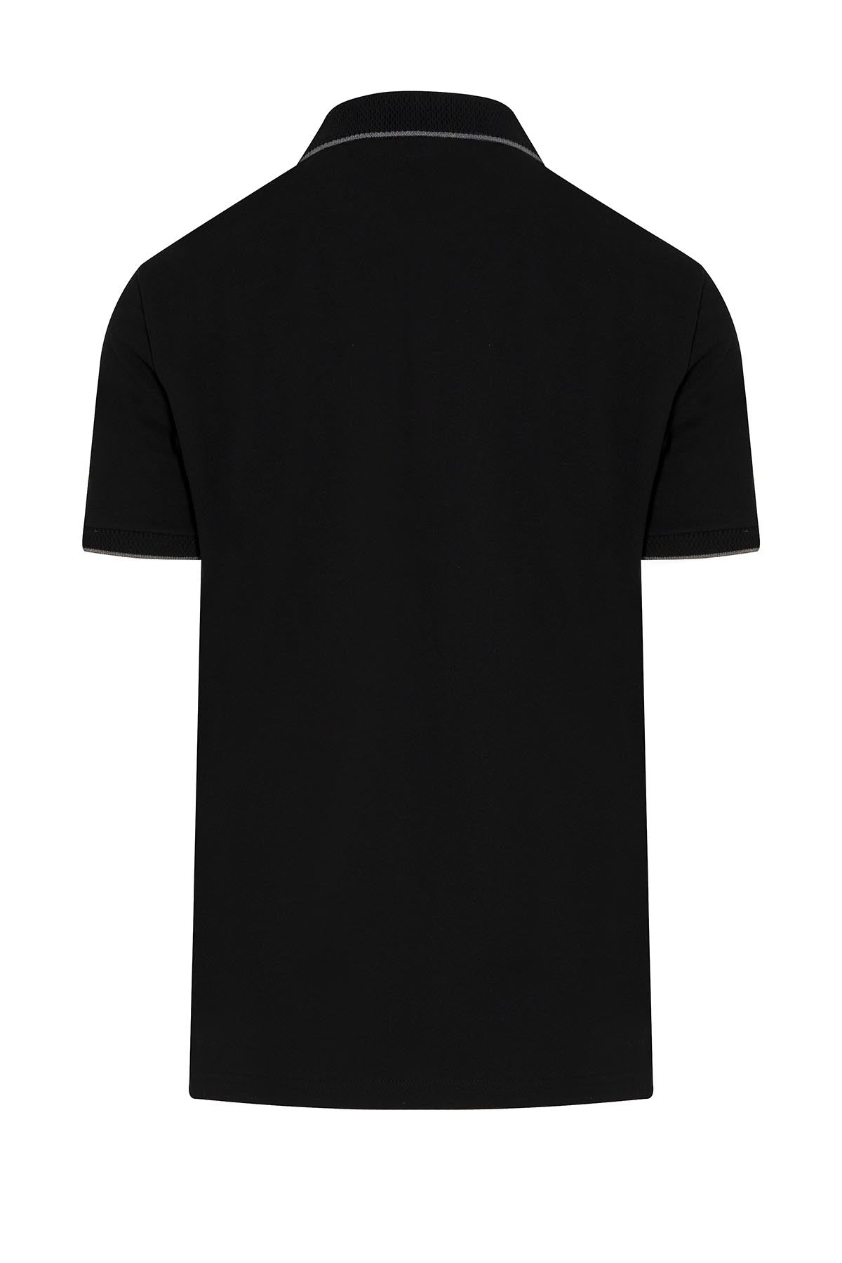 Regular Fit Cotton Blend Black Polo T-Shirt - MIB