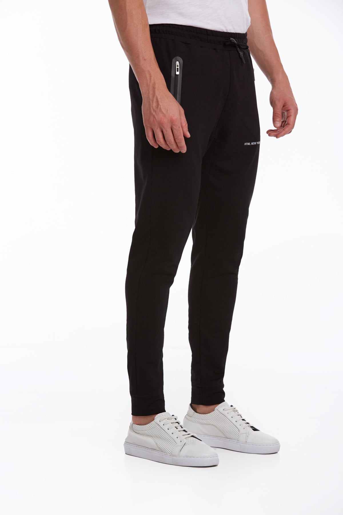 Regular Fit Cotton Blend Black Sweatpants - MIB