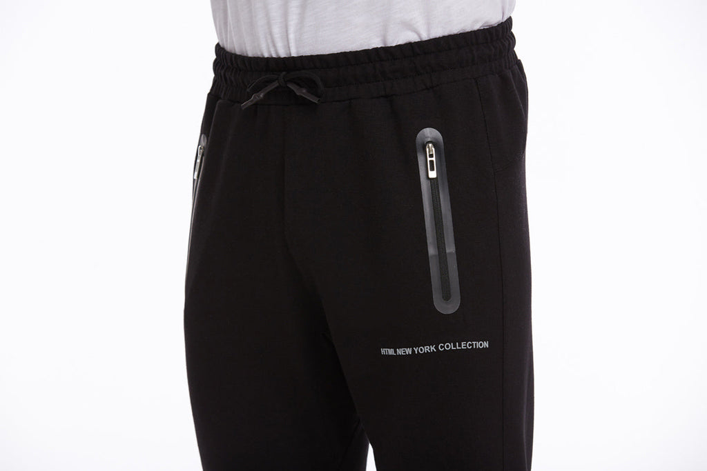 Regular Fit Cotton Blend Black Sweatpants Black. - MIB