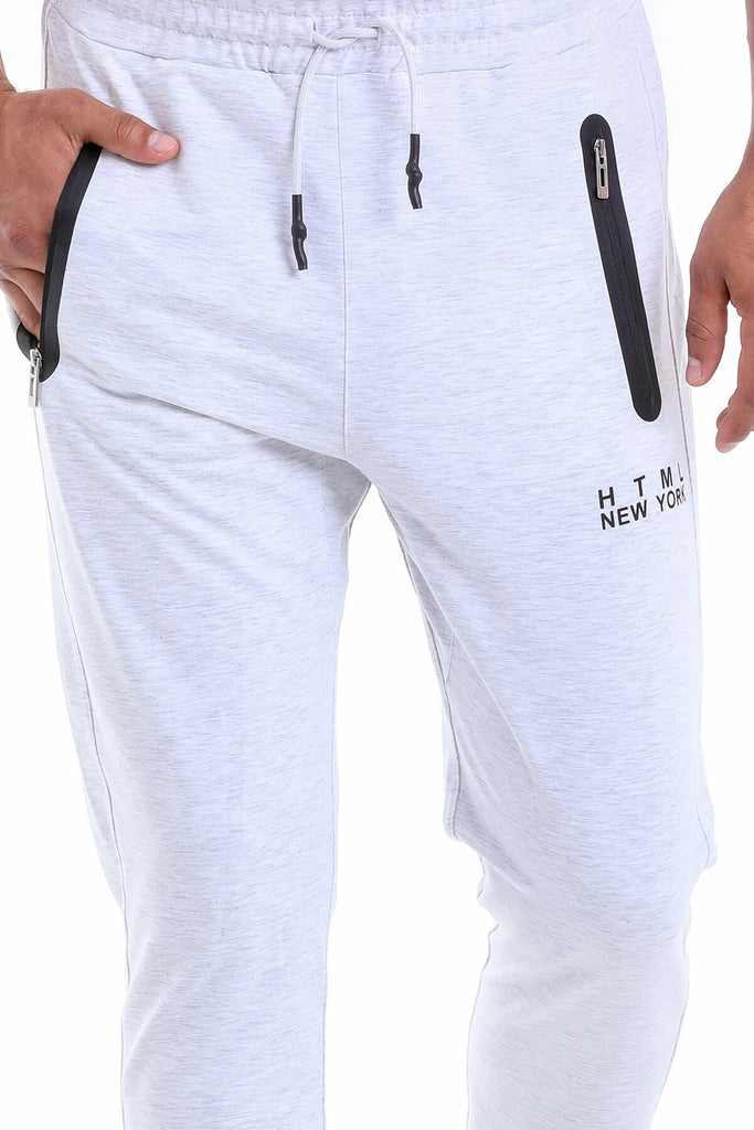 Regular Fit Cotton Blend Black Sweatpants Gray Melange - MIB