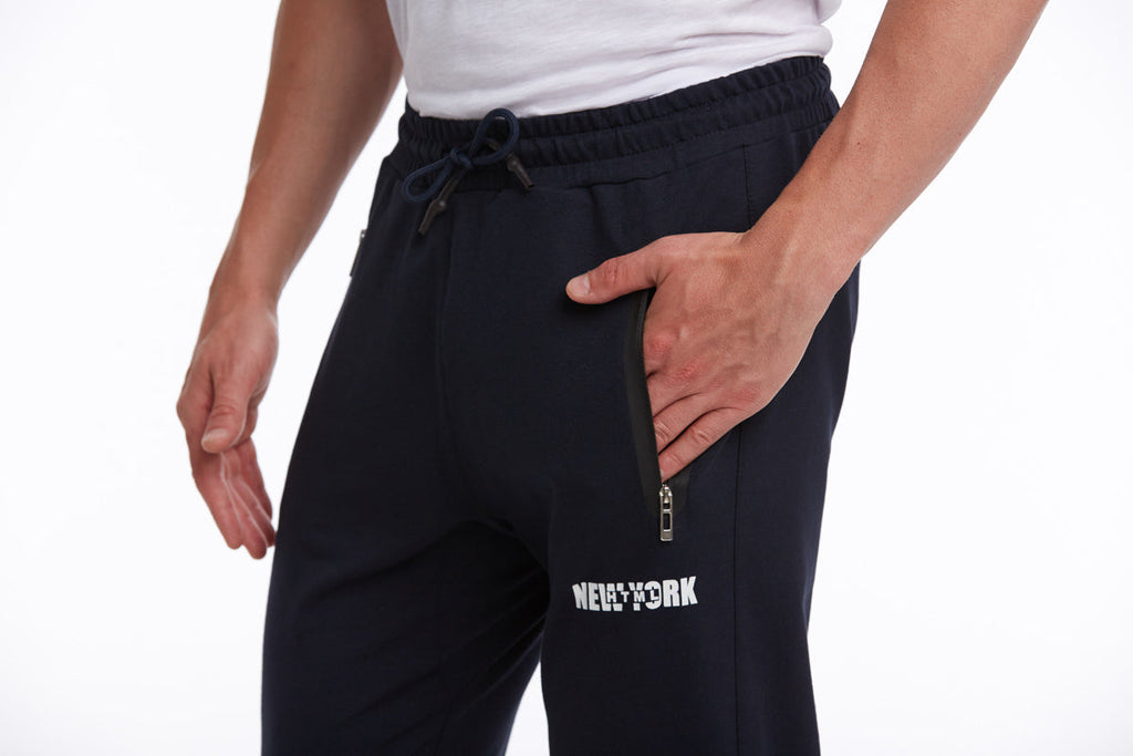 Regular Fit Cotton Blend Black Sweatpants Navy - MIB