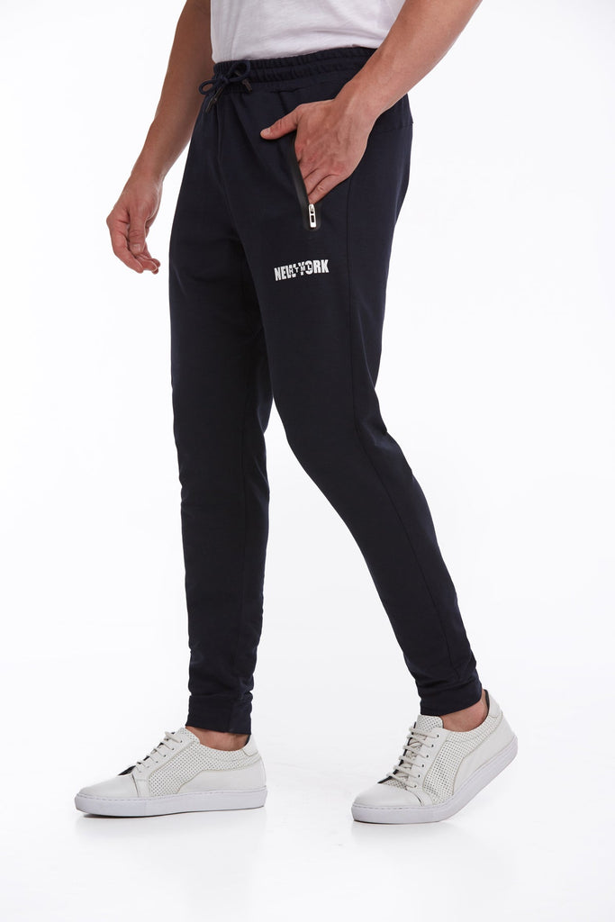 Regular Fit Cotton Blend Black Sweatpants Navy - MIB