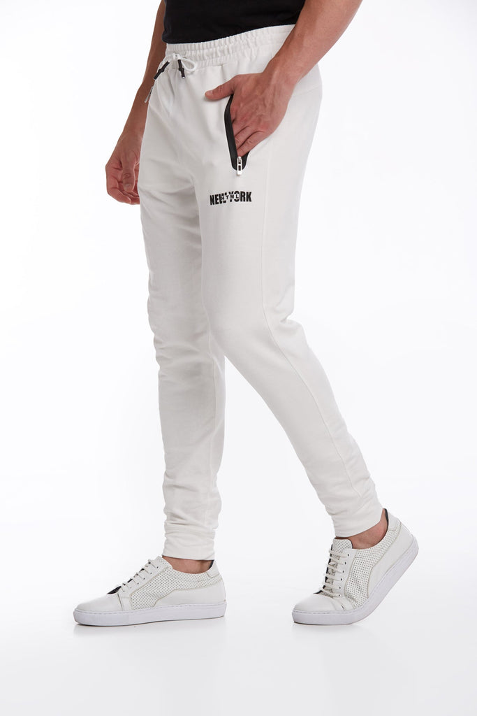 Regular Fit Cotton Blend Black Sweatpants White K. - MIB