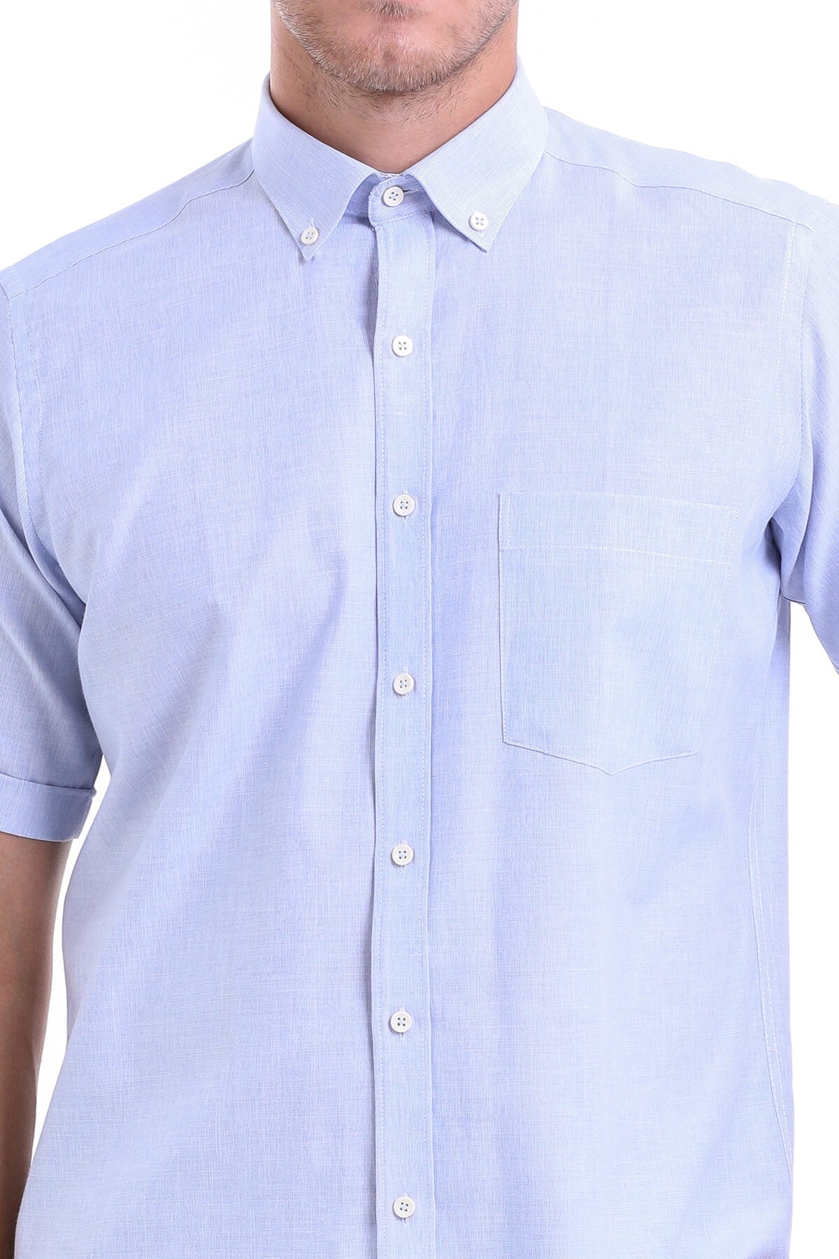 Regular Fit Cotton Blend Blue Dress Shirt - MIB