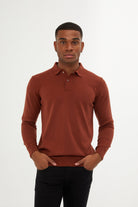 Regular Fit Cotton Blend Brick Polo Sweater - SAYKI