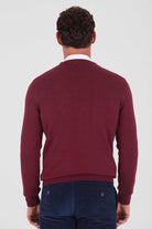 Regular Fit Cotton Blend Burgundy Crewneck Sweater - SAYKI