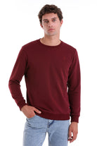 Regular Fit Cotton Blend Burgundy Crewneck Sweatshirt - MIB