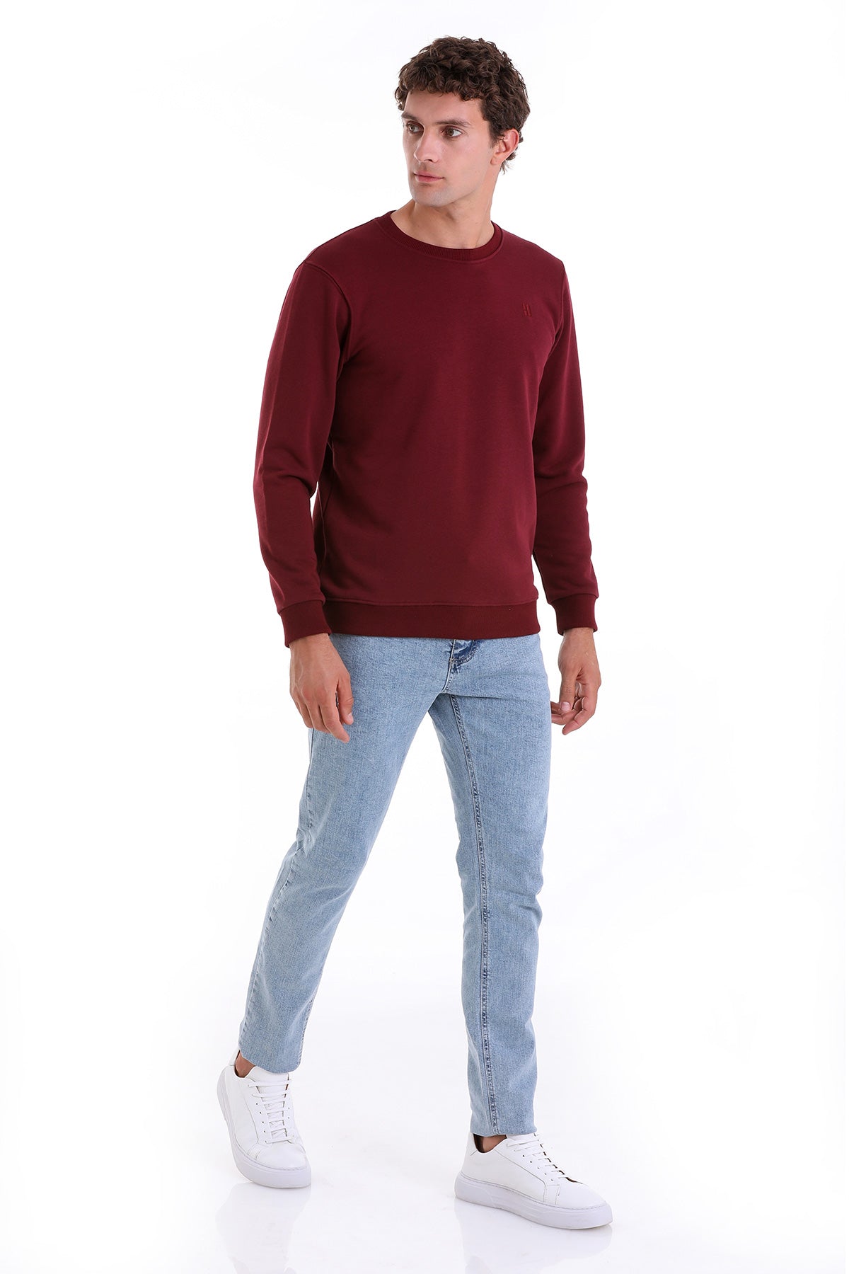 Regular Fit Cotton Blend Burgundy Crewneck Sweatshirt - MIB