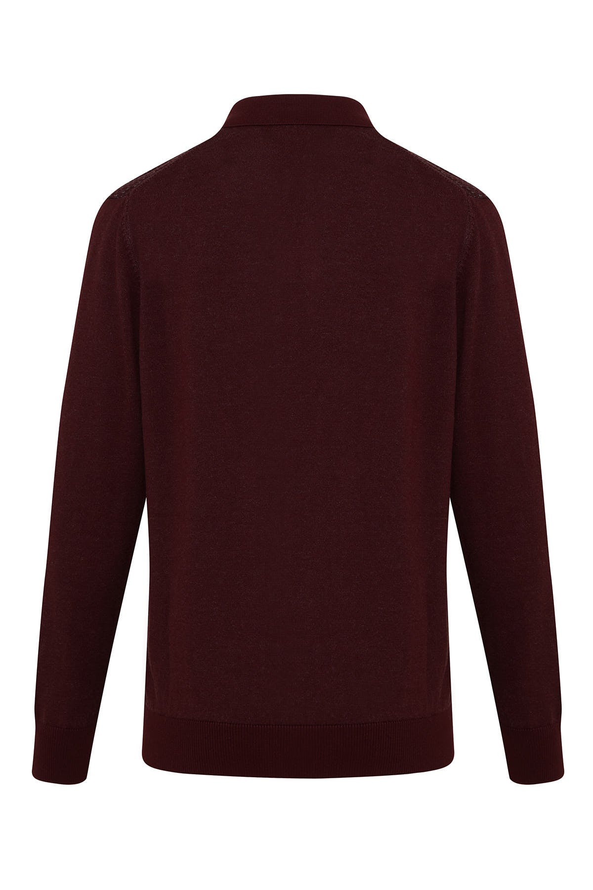 Regular Fit Cotton Blend Burgundy - Gray Polo Sweater