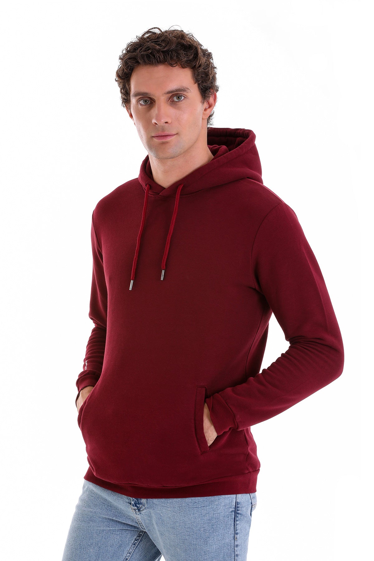 Regular Fit Cotton Blend Burgundy Hooded Sweatshirt - MIB