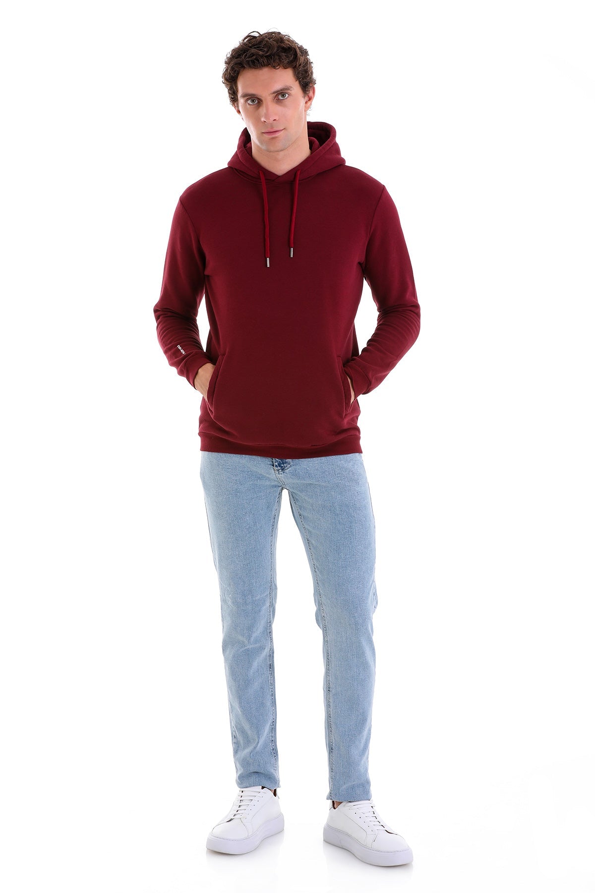 Regular Fit Cotton Blend Burgundy Hooded Sweatshirt - MIB