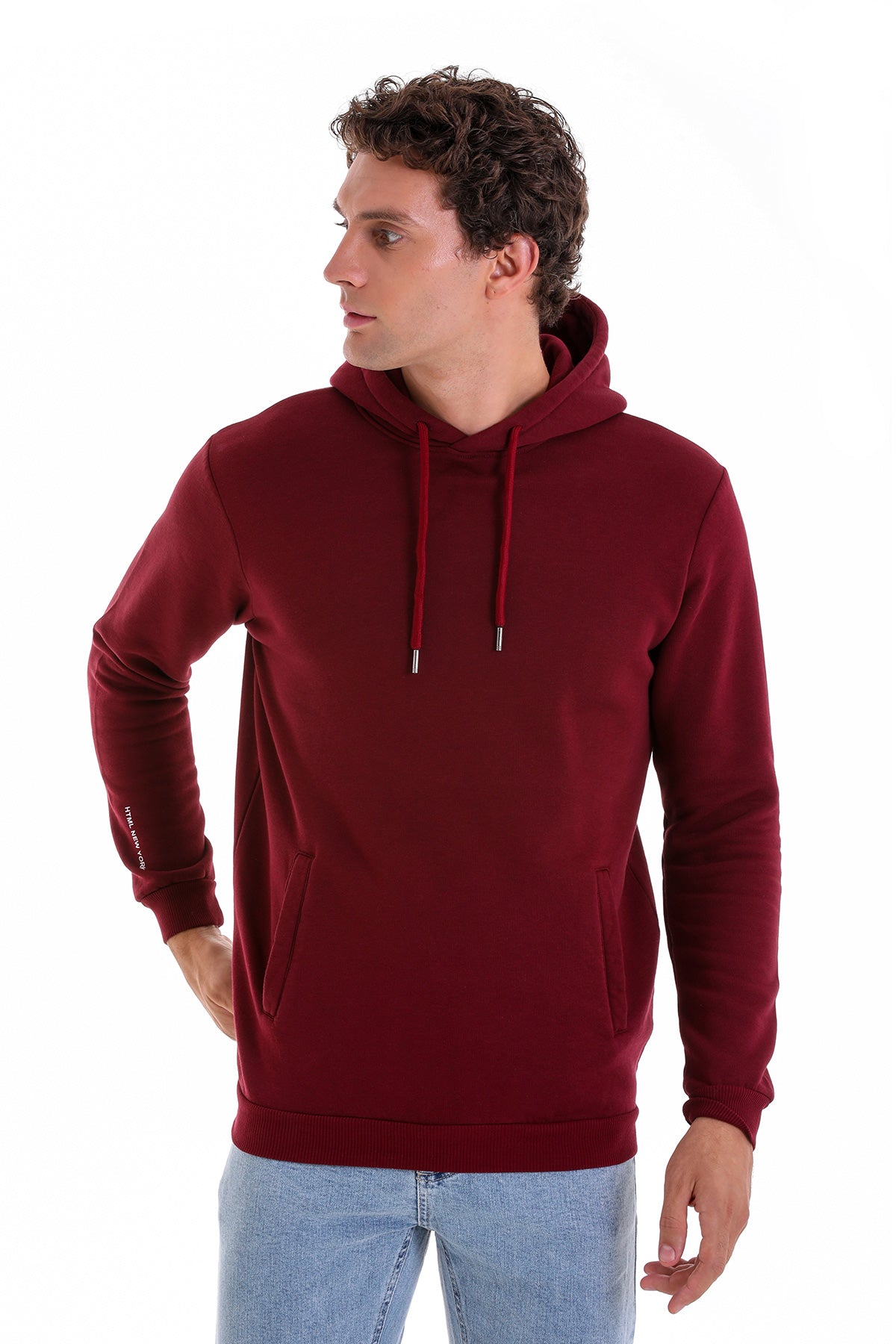 Regular Fit Cotton Blend Burgundy Hooded Sweatshirt - MIB