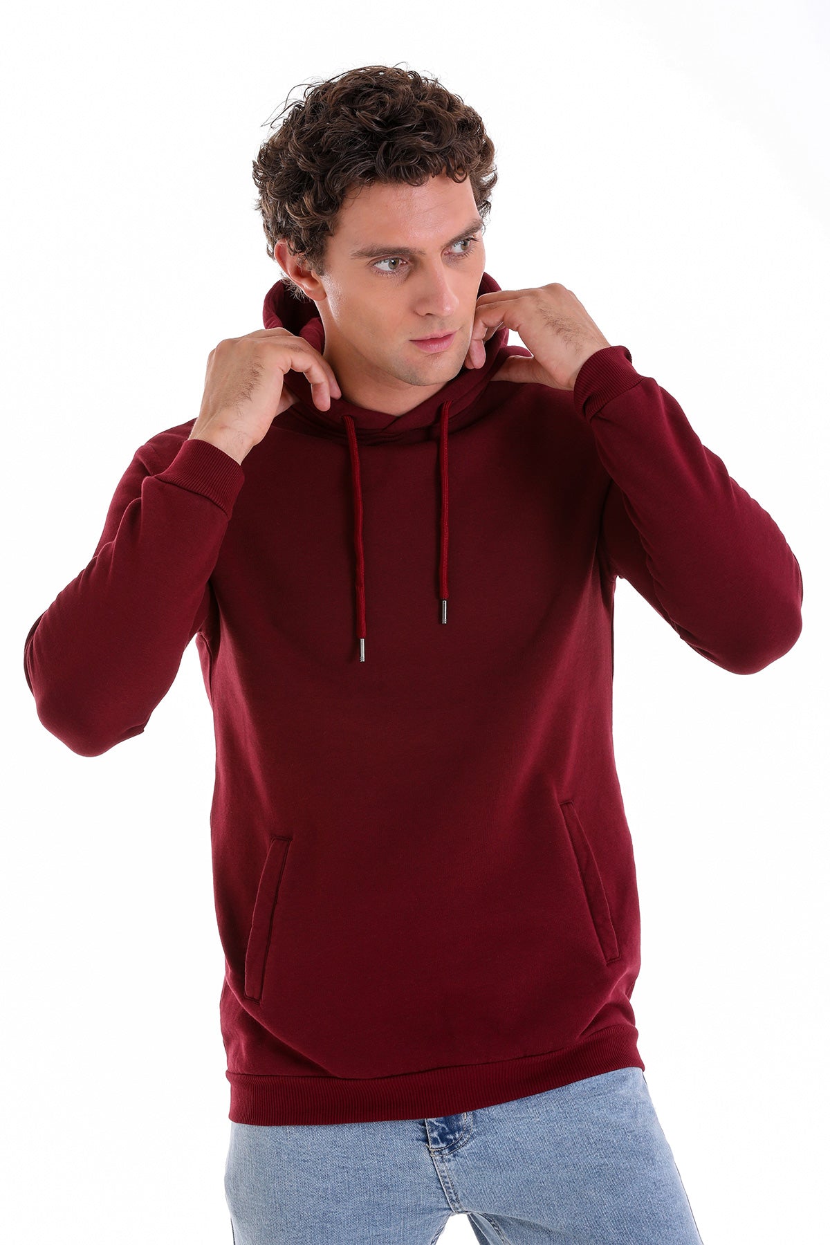 Regular Fit Cotton Blend Burgundy Hooded Sweatshirt - MIB