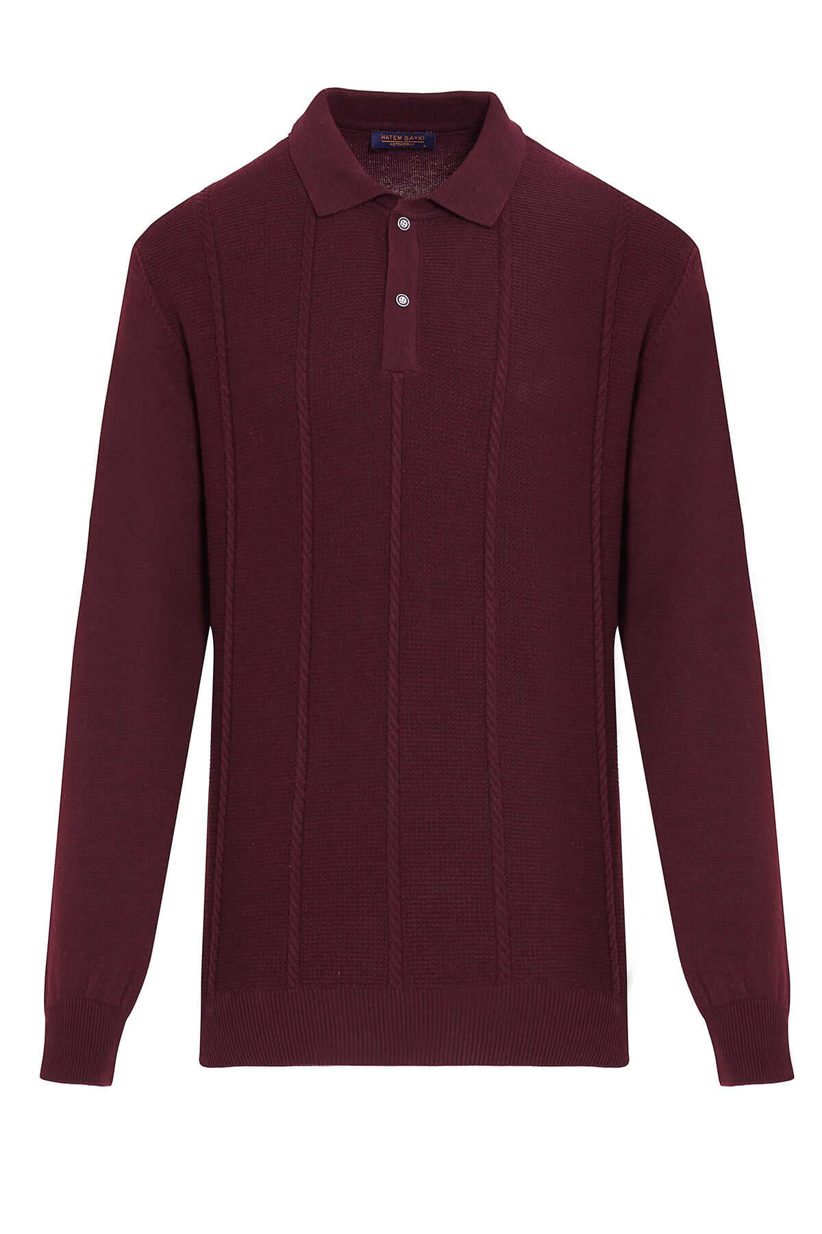 Regular Fit Cotton Blend Burgundy Polo Sweater - SAYKI