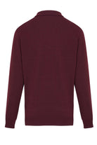 Regular Fit Cotton Blend Burgundy Polo Sweater - SAYKI