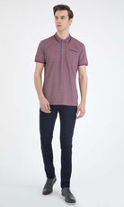 Regular Fit Cotton Blend Burgundy - White Polo T-Shirt - MIB