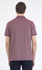 Regular Fit Cotton Blend Burgundy - White Polo T-Shirt - MIB