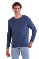 Regular Fit Cotton Blend Indigo Crewneck Sweatshirt - MIB