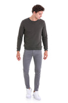 Regular Fit Cotton Blend Khaki Crewneck Sweatshirt - MIB