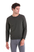 Regular Fit Cotton Blend Khaki Crewneck Sweatshirt - MIB