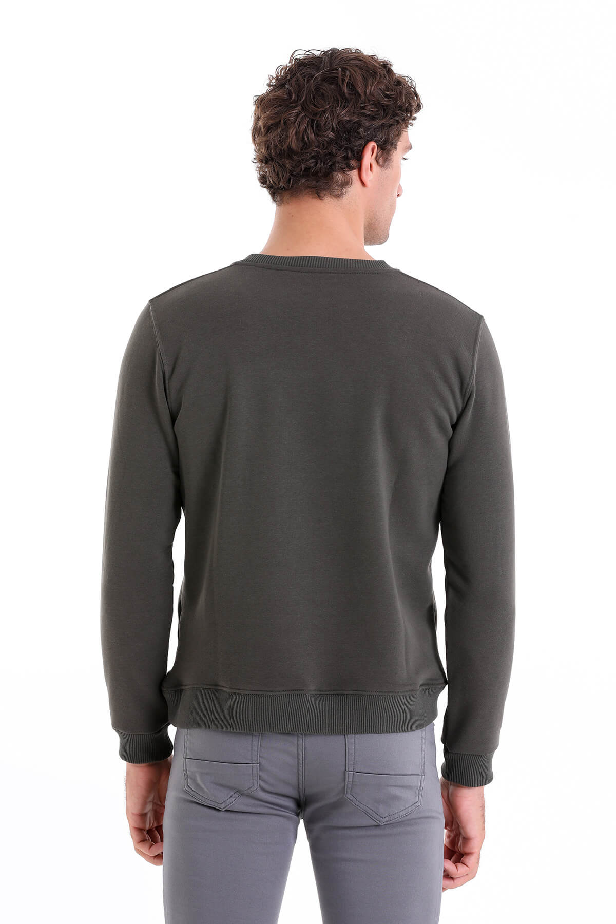 Regular Fit Cotton Blend Khaki Crewneck Sweatshirt - MIB