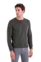 Regular Fit Cotton Blend Khaki Crewneck Sweatshirt - MIB