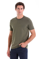 Regular Fit Cotton Blend Khaki Crewneck T-Shirt - MIB