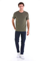 Regular Fit Cotton Blend Khaki Crewneck T-Shirt - MIB