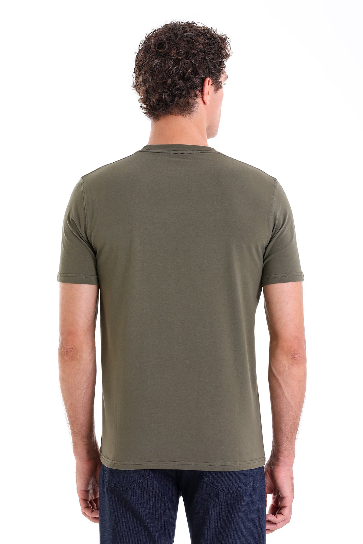 Regular Fit Cotton Blend Khaki Crewneck T-Shirt - MIB