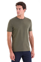 Regular Fit Cotton Blend Khaki Crewneck T-Shirt - MIB