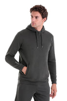 Regular Fit Cotton Blend Khaki Hooded Sweatshirt - MIB