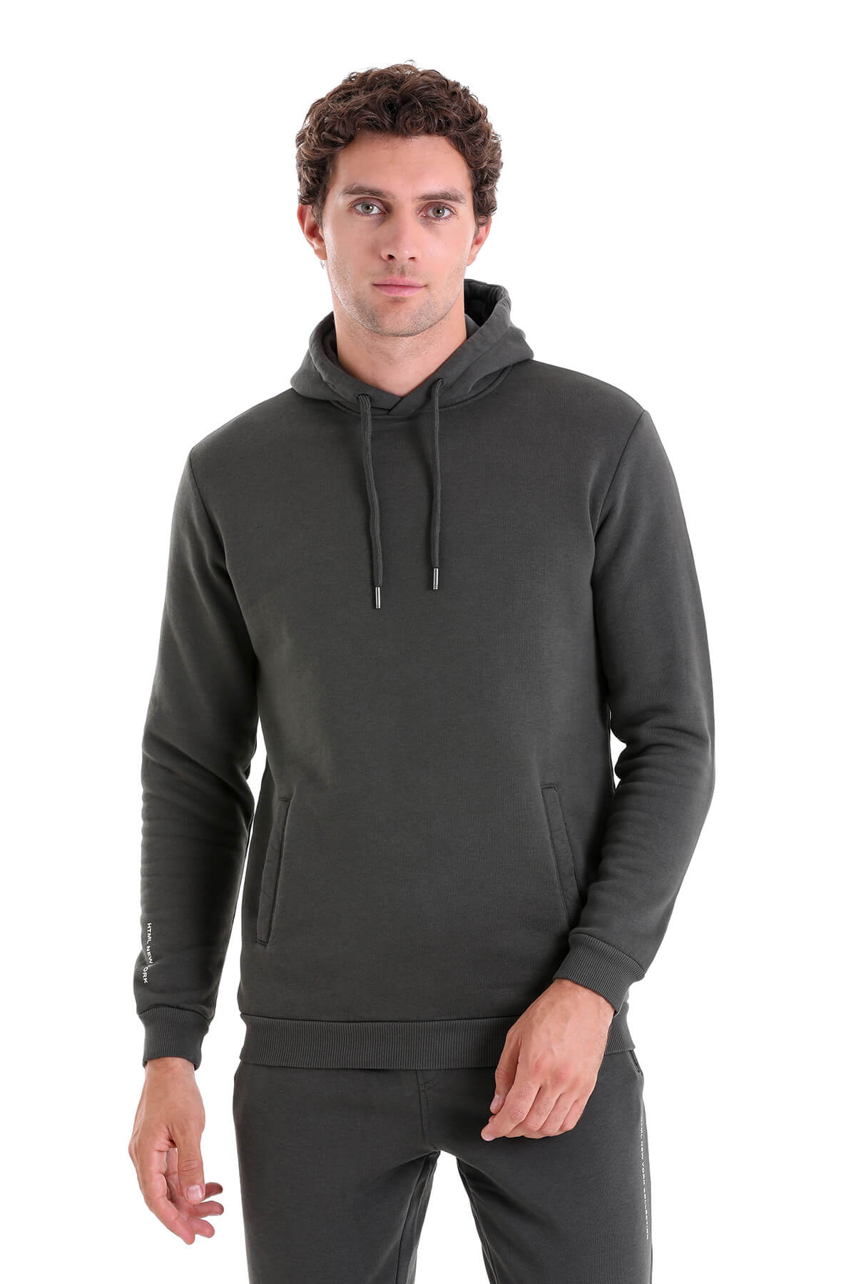 Regular Fit Cotton Blend Khaki Hooded Sweatshirt - MIB