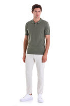 Regular Fit Cotton Blend Khaki Jacquard Polo T-Shirt - MIB