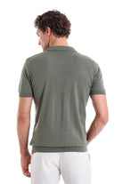 Regular Fit Cotton Blend Khaki Jacquard Polo T-Shirt - MIB