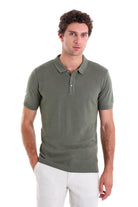 Regular Fit Cotton Blend Khaki Jacquard Polo T-Shirt - MIB