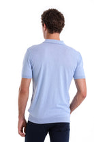 Regular Fit Cotton Blend Light Blue Jacquard Polo T-Shirt