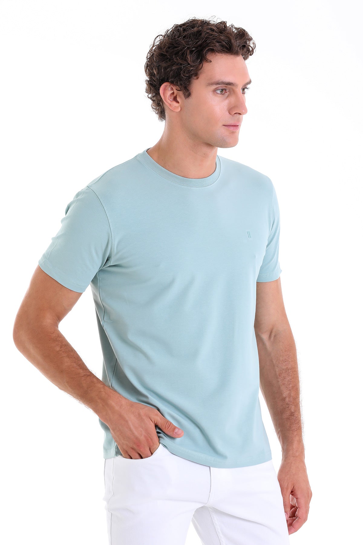 Regular Fit Cotton Blend Mint Crewneck T-Shirt - MIB