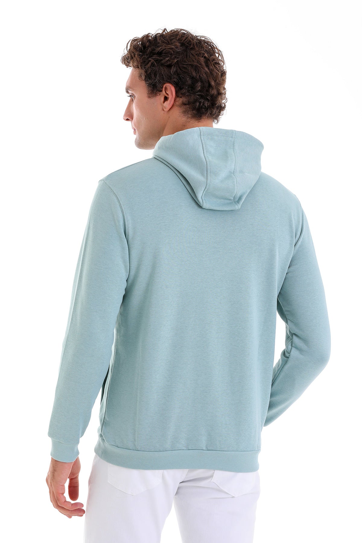 Regular Fit Cotton Blend Mint Hooded Sweatshirt - MIB