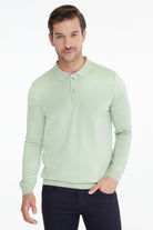 Regular Fit Cotton Blend Mint Polo Sweater - SAYKI