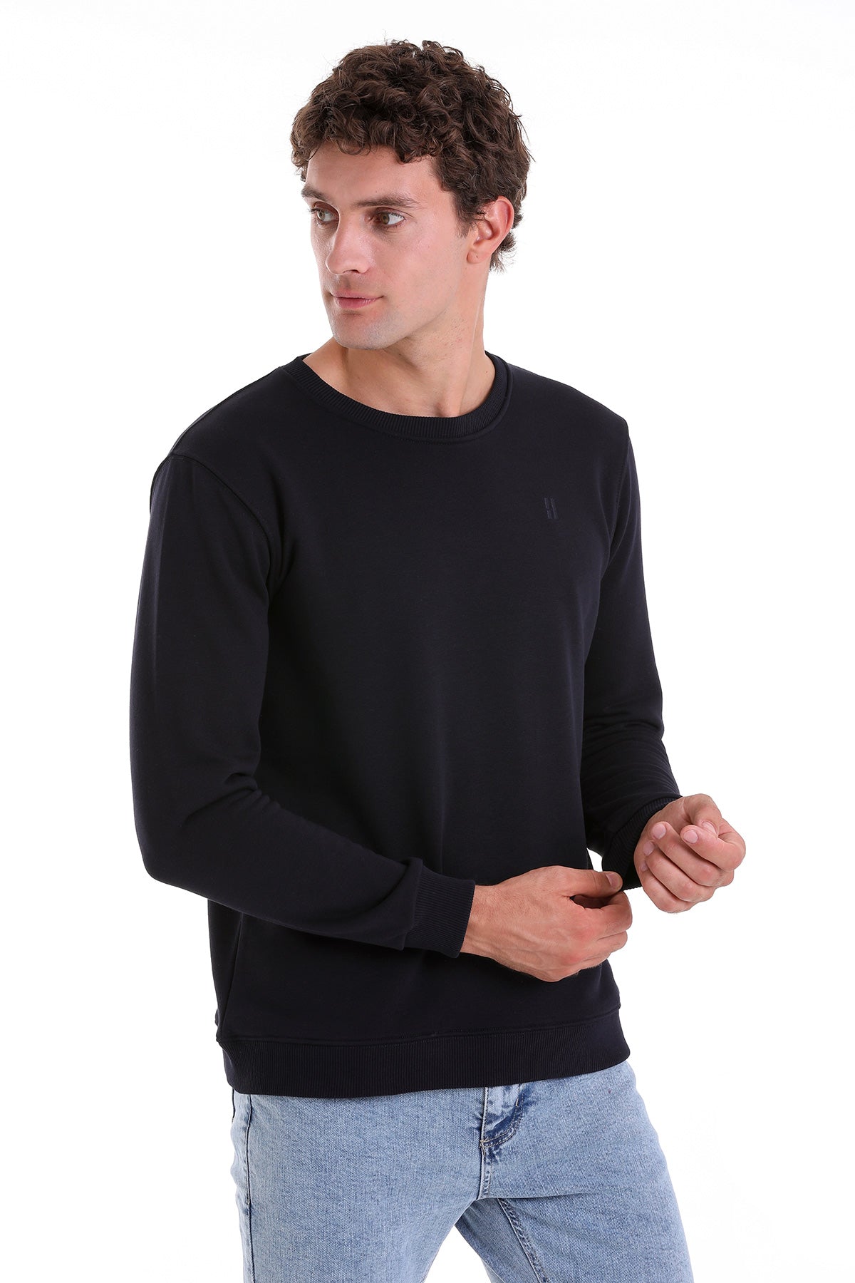 Regular Fit Cotton Blend Navy Crewneck Sweatshirt - MIB