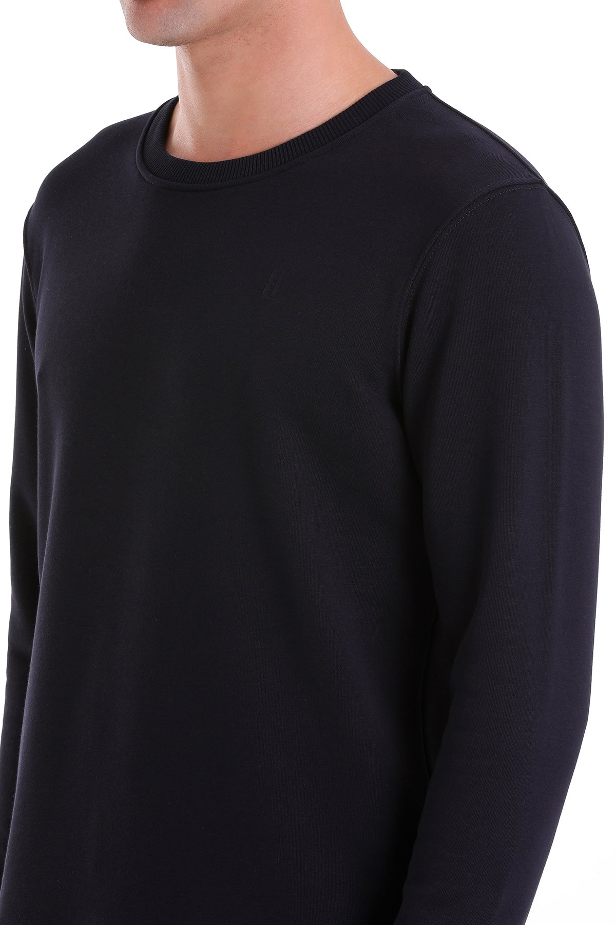 Regular Fit Cotton Blend Navy Crewneck Sweatshirt - MIB