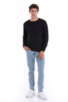 Regular Fit Cotton Blend Navy Crewneck Sweatshirt - MIB