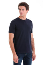 Regular Fit Cotton Blend Navy Crewneck T-Shirt - MIB