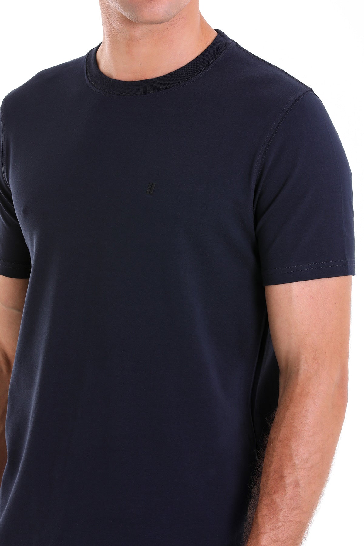 Regular Fit Cotton Blend Navy Crewneck T-Shirt - MIB